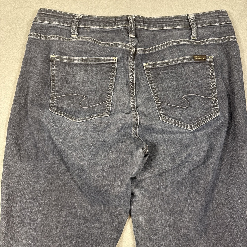 Silver AUTHENTIC Jeans Women 16/33 Suki Boot Curvy Stretch DARK Denim WHISKERS
